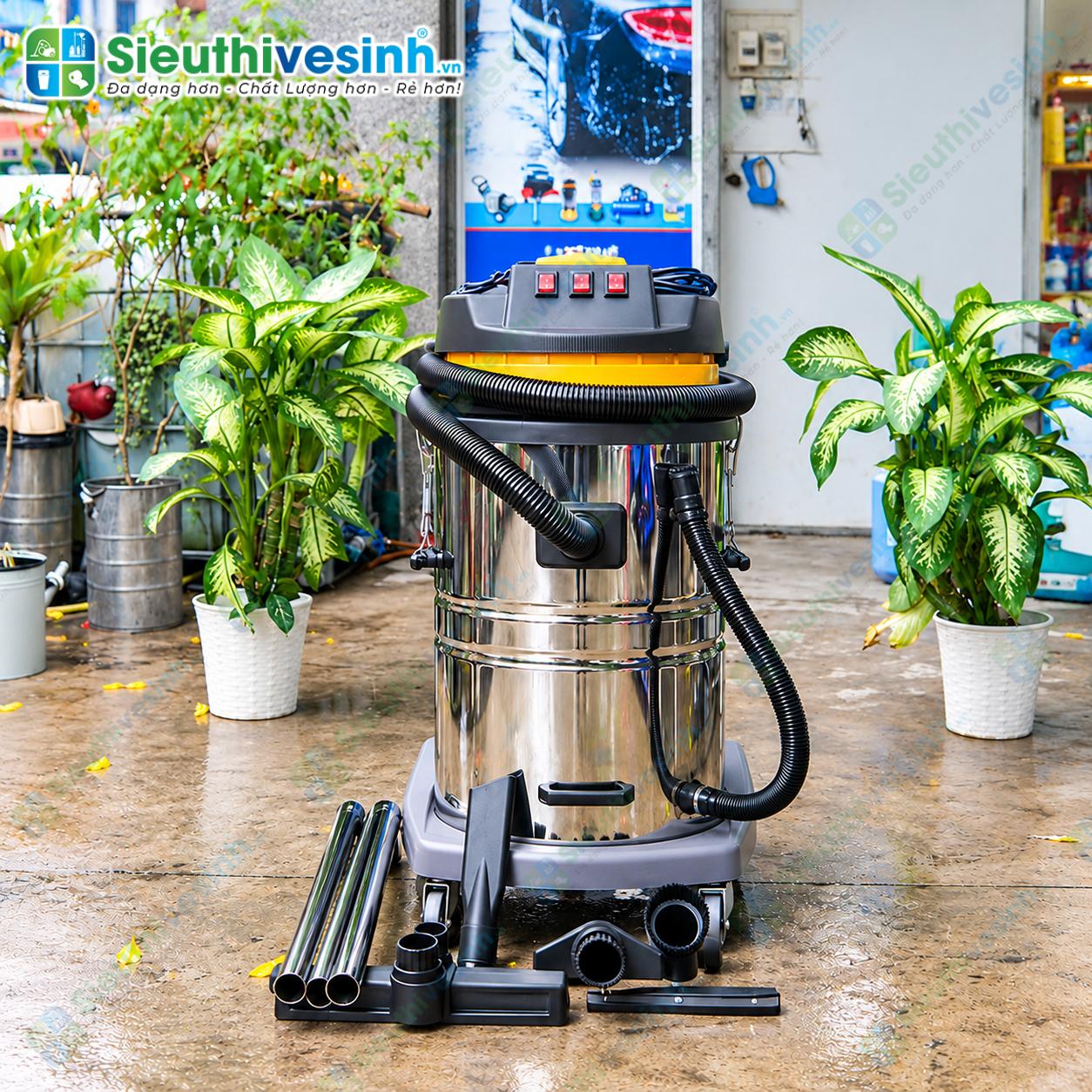 Máy hút bụi Palada PD80H 3 motor thùng inox 80L