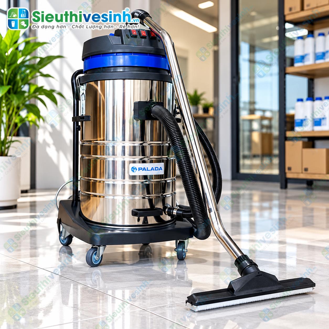 Máy hút bụi công nghiệp khô ướt Palada PD80H vệ sinh sàn nhà xưởng