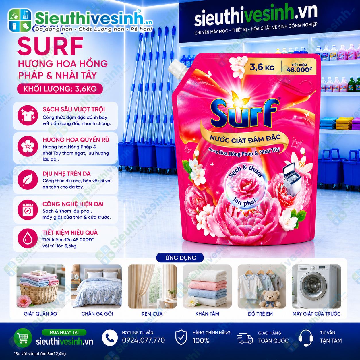 Nước giặt Surf đậm đặc 3.6kg
