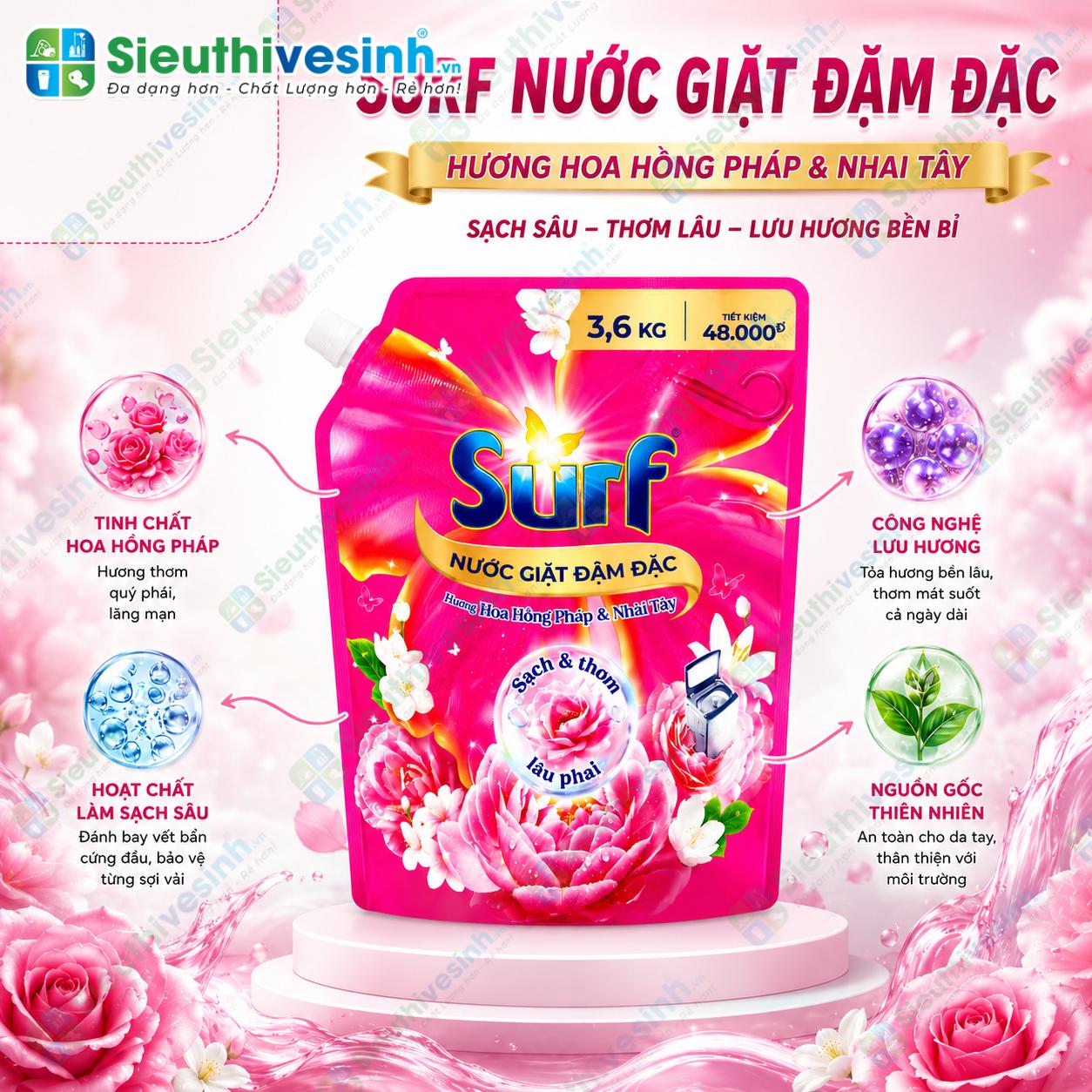 Nước giặt Surf đậm đặc 3.6kg