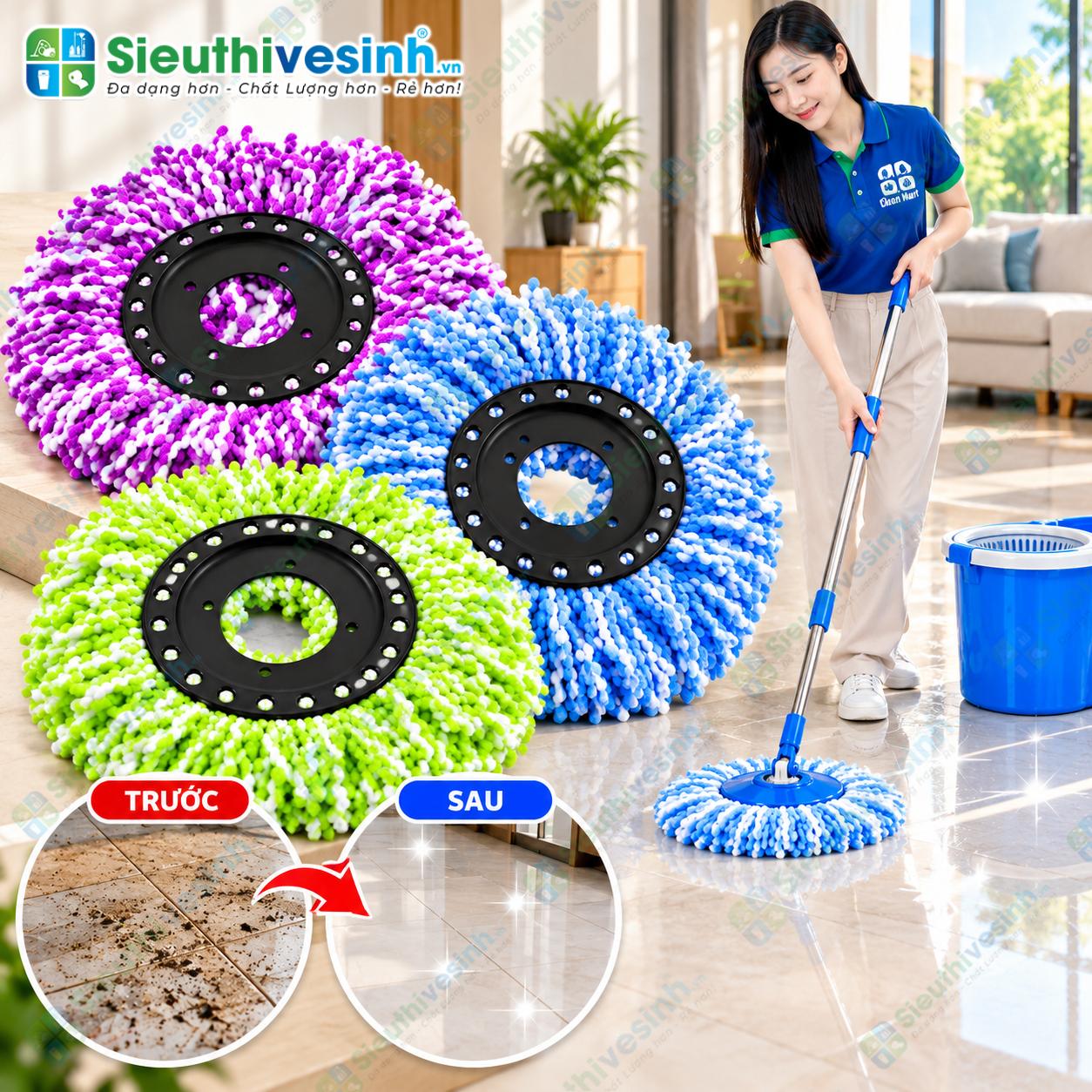 Bông lau nhà tháo lắp và vệ sinh dễ dàng