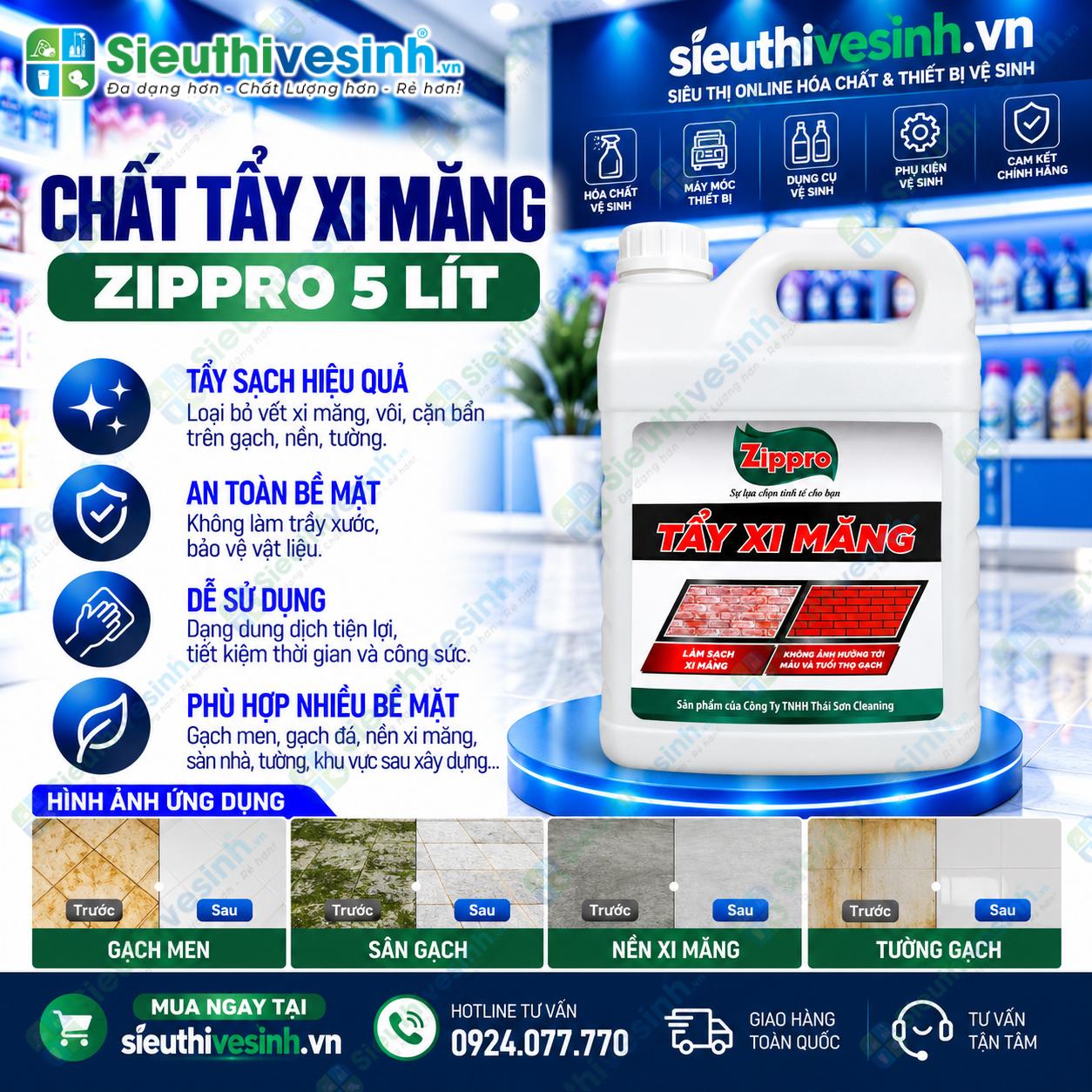 Chất tẩy xi măng Zippro 5L