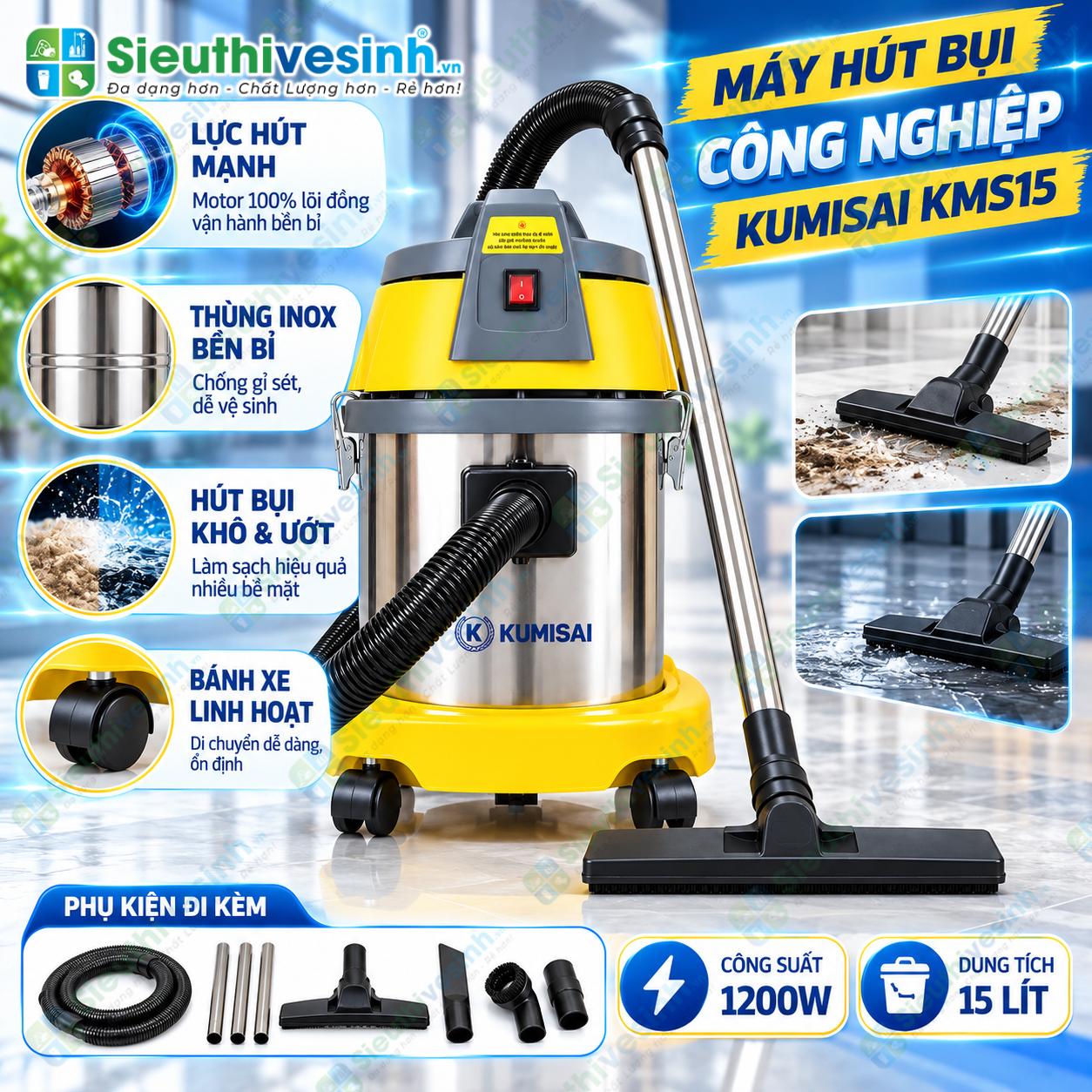 Bộ phụ kiện máy hút bụi công nghiệp Kumisai KMS15