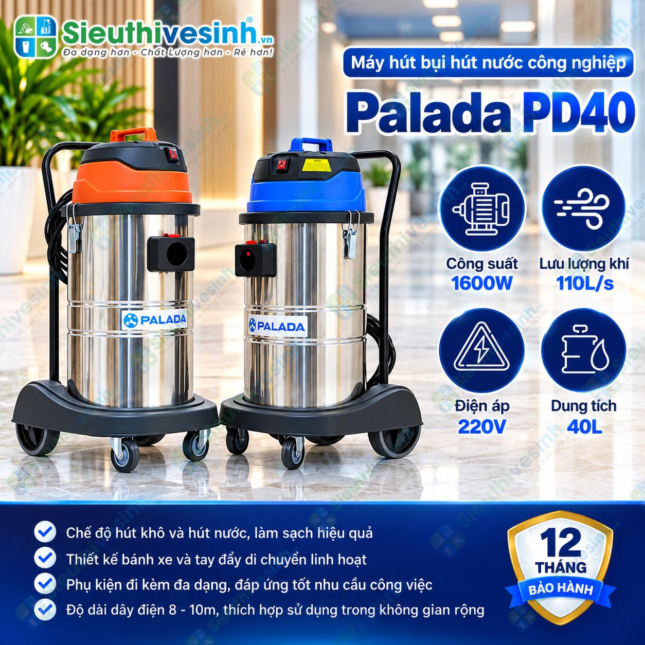 Máy hút bụi công nghiệp Palada PD40