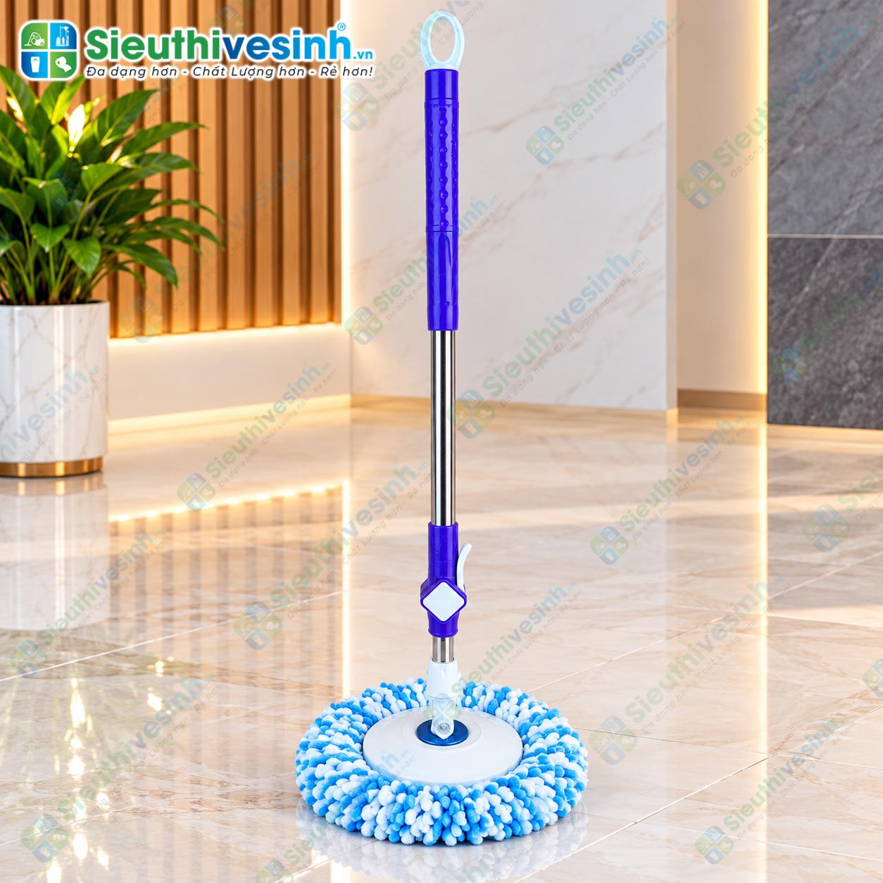 Cây lau nhà 360 độ trợ lực màu tím