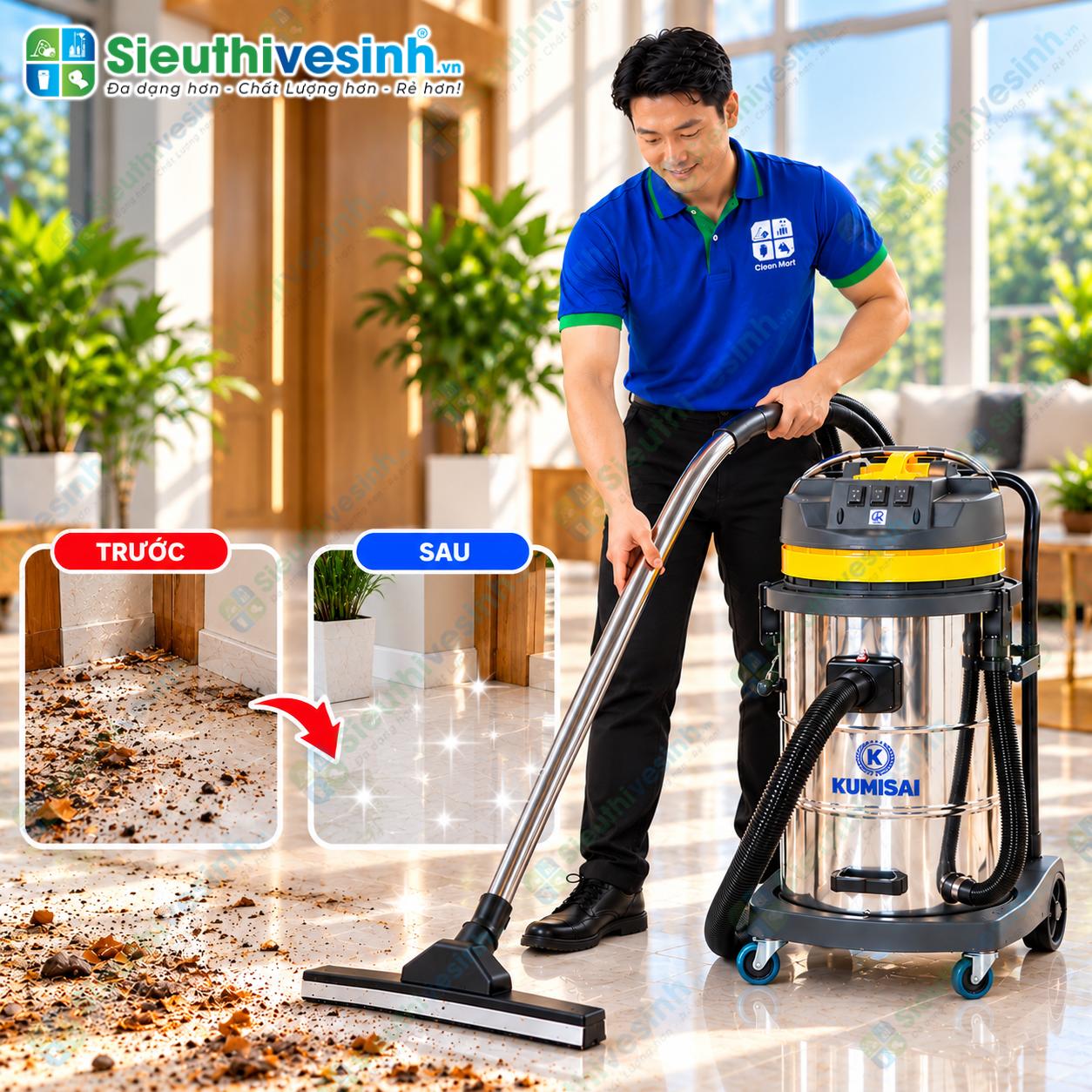 Máy hút bụi công nghiệp Kumisai KMS80A 3 motor
