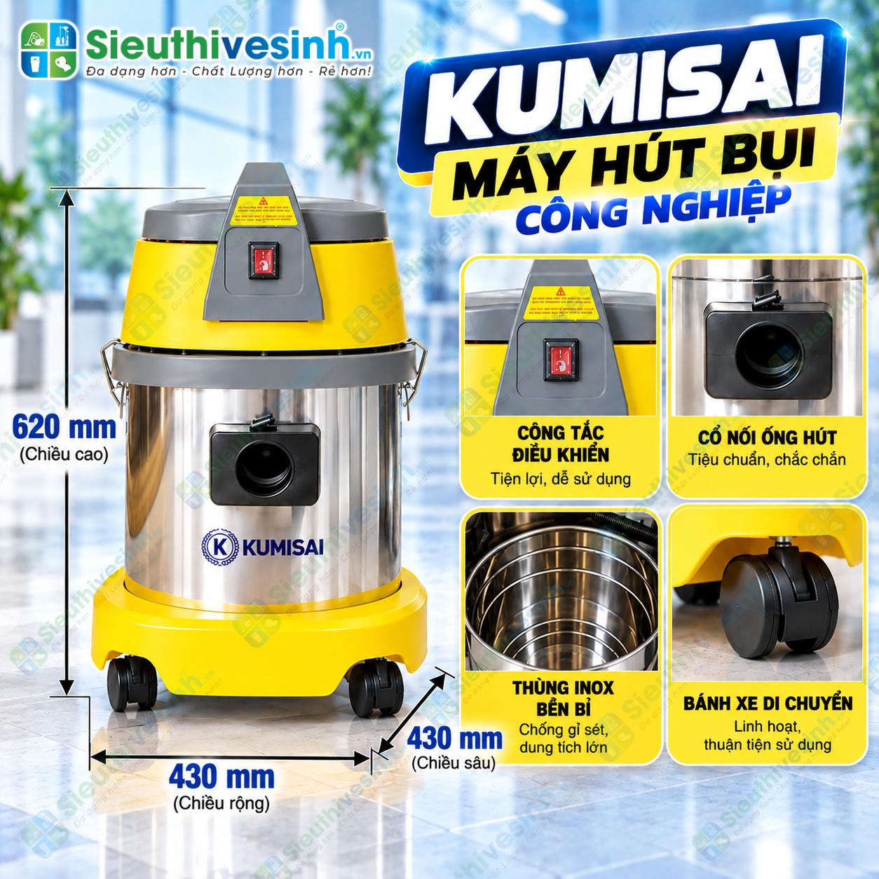 Bộ phụ kiện máy hút bụi công nghiệp Kumisai KMS15